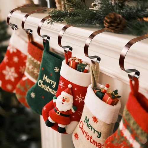 Christmas Stocking Holders for Mantle Set of 6, Adjustable and