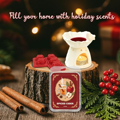 Christmas Scented Wax Melts Set - Winter Holiday Soy Cubes with Pine, Gingerbread, Peppermint & Spiced Cider