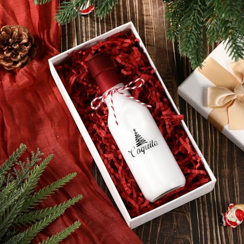 Sieral 12 Pcs Christmas Glass Coquito Wine Bottle with Lid 5 oz,