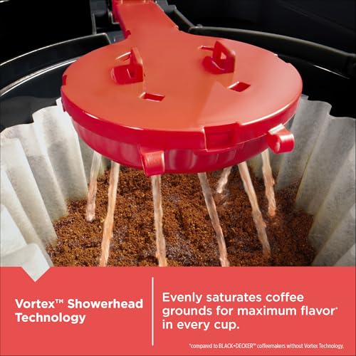 BLACK+DECKER 12-Cup Drip Coffee Maker with Vortex Showerhead, Keep Warm, Stainless Steel