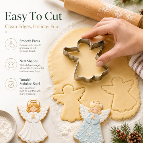Angel Cookie Cutter 4.3 Inch Stainless Steel – Christmas Biscuit Mold