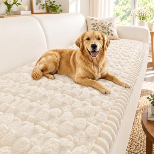 Cream Non-Slip Dog Couch Cover - Scratch-Resistant Pet Sofa Protector 27.6"x70.9"