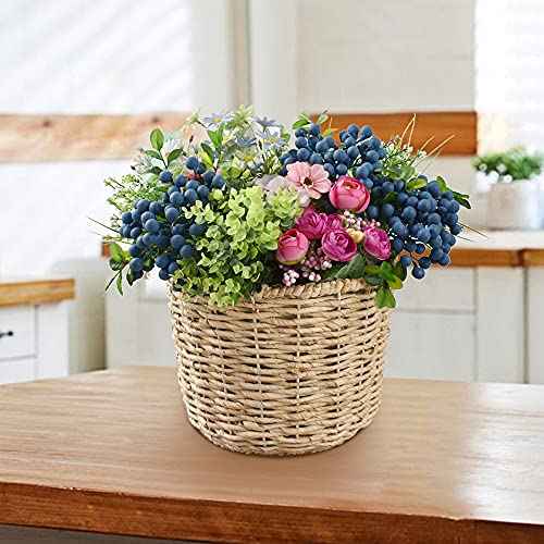 HUIANER Artificial Berries, 4pcs Artificial Blueberry with Stems Christmas Lifelike Fruits Fake Blueberries Simulation Flowers for Valentine's Day DIY Bridal Bouquet Home Decoration