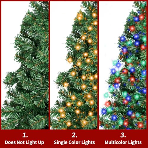 DNKMOR 6FT Artificial Christmas Tree with Lights, Full Fir Look, Easy Assembly