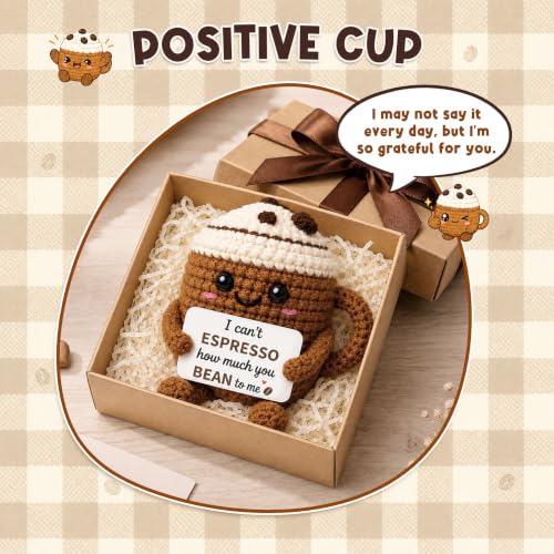 THEGIFTY Positive Crochet Espresso Cup - Birthday Gift for Her & Him - 'You Mean to Me' Variation