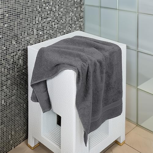 Charcoal Grey Bath Towel Set of 6 - 24x50 Inch 100% Cotton Quick Dry & Absorbent