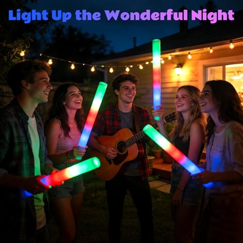 72PCS Foam Glow Sticks Bulk Party Supplies for Weddings Birthdays Raves & More