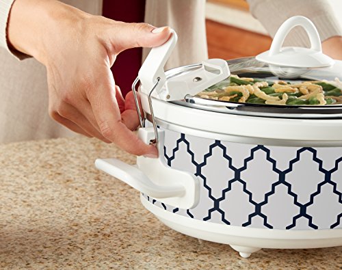Crock-Pot 2.5 Quart Casserole Slow Cooker - White/Blue, Compact & Easy to Use