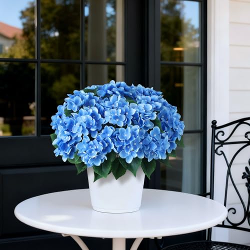Artificial Hydrangea Topiary Ball Trees - 2 Sets Outdoor Faux Plants, UV-Resistant, 18 Inch