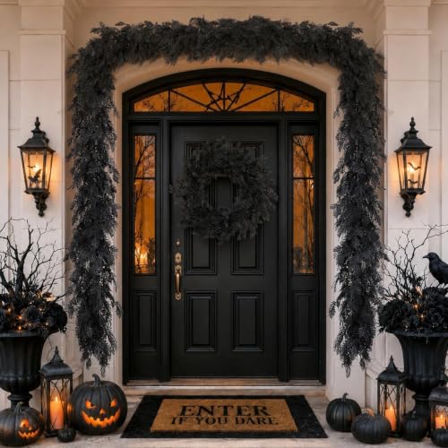 Halloween Garland 8.9FT Black Artificial Fall Decor for Mantle, Fireplace, Door - Variation 1