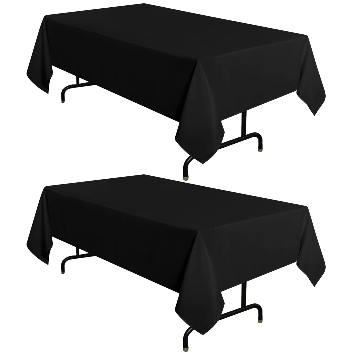 sancua 2 Pack Black Tablecloth 60 x 120 Inch, Rectangle 8 Feet Table Cloth - Stain and Wrinkle Resistant Washable Polyester Table Cover for Dining Tables, Buffet Parties and Camping