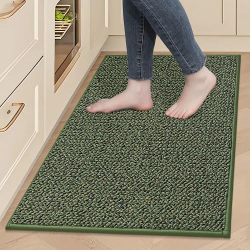 Kitchen Rugs Non-Slip 24x36 Inch Green Floor Mat - Absorbent & Durable