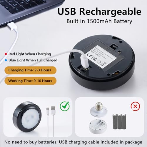 Black Rechargeable Pendant Lights 2 Pack - Modern Farmhouse Hanging Ceiling Lamps for Kitchen