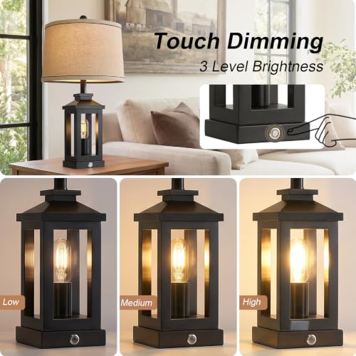 23.75" Retro Farmhouse Black Table Lamp for Living Room Bedroom