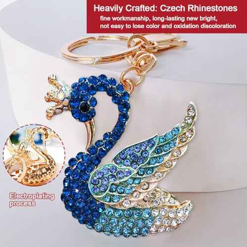 Blue Swan Christmas Ornaments 2025, Handmade Metallic Ornament with Rhinestone, Elegant Cute Ornament for Christmas Tree, Beautiful Ornaments for Kids, Girls,Women