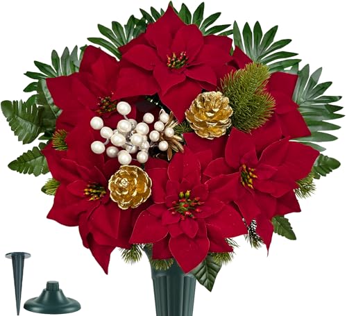 Artificial Cemetery Flower Bouquet for Graveside Decor - Weatherproof Memorial Flowers