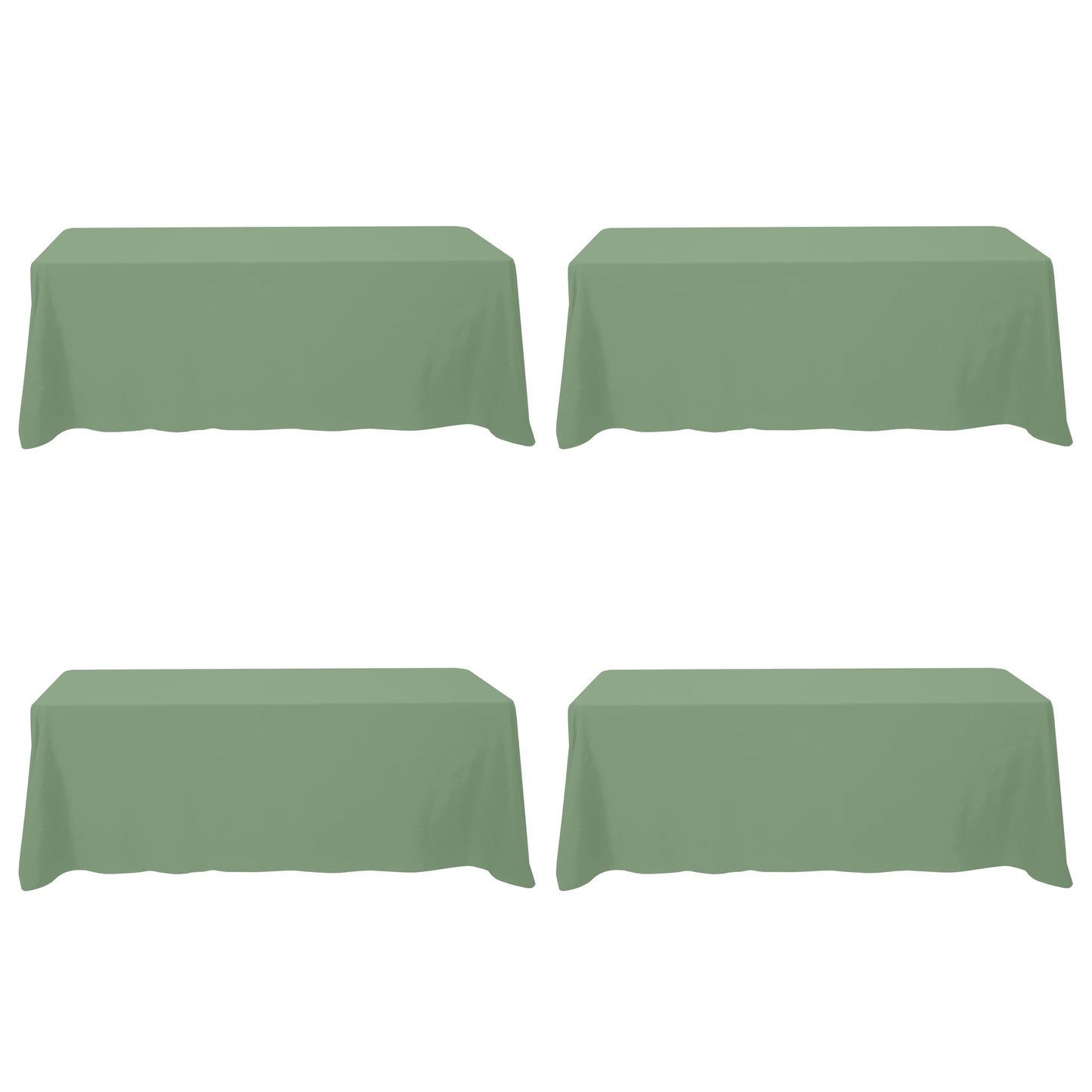 BRILLMAX 4 Pack Sage Green Tablecloths 90 x 156 Inch for 8ft Rectangle Tables - 150 GSM Polyester Fabric, Floor Length Drop, Water, Stain & Wrinkle Resistant Cloth Cover for Wedding Reception Banquet