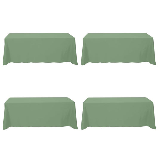 BRILLMAX 4 Pack Sage Green Tablecloths 90 x 156 Inch for 8ft Rectangle Tables - 150 GSM Polyester Fabric, Floor Length Drop, Water, Stain & Wrinkle Resistant Cloth Cover for Wedding Reception Banquet