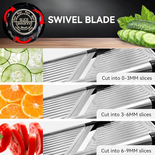 XAYCDEHN PRO Mandoline Slicer Black - Adjustable Stainless Steel Food Cutter with Safety Gloves