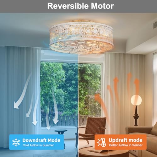 18-Inch Farmhouse Ceiling Fan with Light & Remote - White Gold Variation