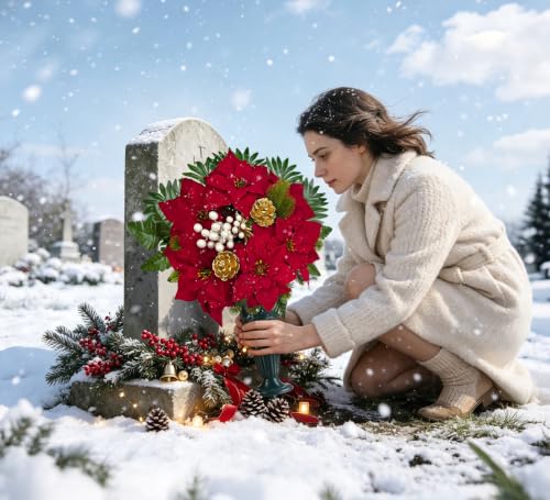 Artificial Cemetery Flower Bouquet for Graveside Decor - Weatherproof Memorial Flowers