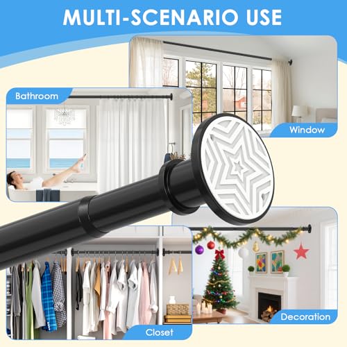 Extra Long Black Tension Curtain Rod 31-168 Inch Heavy Duty Outdoor & Bathroom