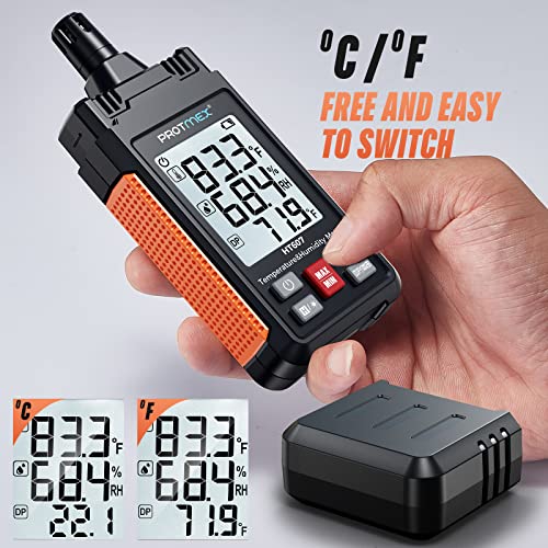 Digital Temperature Humidity Meter with Large LCD Backlight - High Precision HT607
