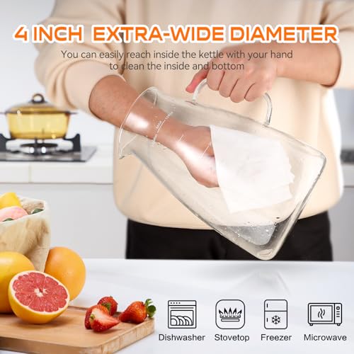 Aofmee 1 Gallon Glass Water Pitcher with Lid & Handle, Borosilicate Hot & Cold Beverage Jug