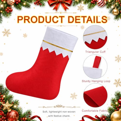 Seifar 20 Pack Red Christmas Stockings 15 Inch with White Cuff & Gold Trim