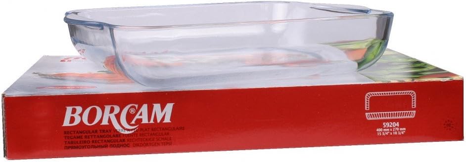 Borcam Baking Dishes Set of 2 - Clear Glass, Perfect for Careful Cooking | 31.5 x 28 x 6 cm
