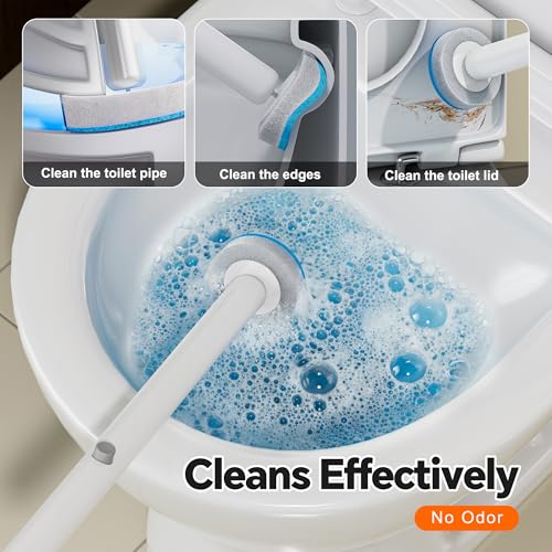 Small Bathroom Trash Can with Toilet Brush Set & 36 Disposable Refills - Space-Saving Dual-Function