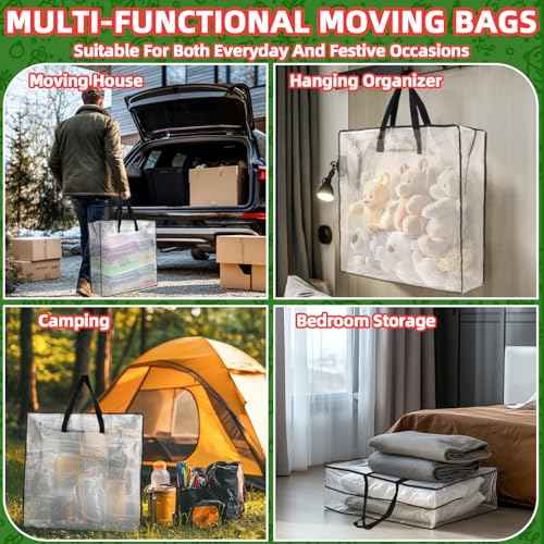 Christmas Wreath Storage Container - Clear Moving Bags Heavy Duty With Zipper for Wreaths Clothes Gift Pillow Toy Plastic Storage Bag Supplies College Dorm Under Bed Storage(24 inch)