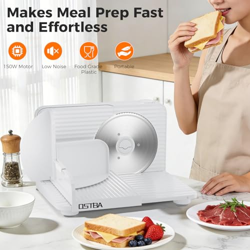 Foldable Meat Slicer 6.7” Stainless Steel Blade 150W Home Kitchen