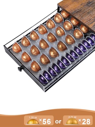 Sedegn Rustic Brown Nespresso Vertuo Pod Holder Organizer for 56 Small & 28 Large Pods