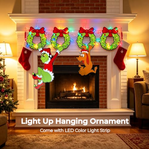 Christmas Decorations, 6PCS Light Up Fence Outdoor Decorations Green
