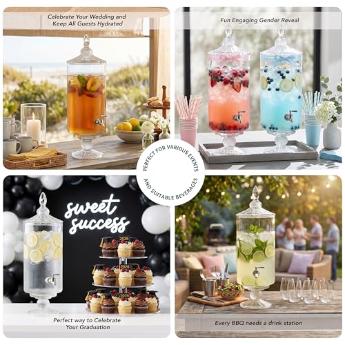 Fifth Avenue Westchester Glass Beverage Dispenser 2 Gal Crystal Drink Dispenser