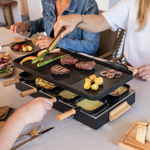 Electric Raclette Grill for 8 People - Durable Tabletop Cheese Maker