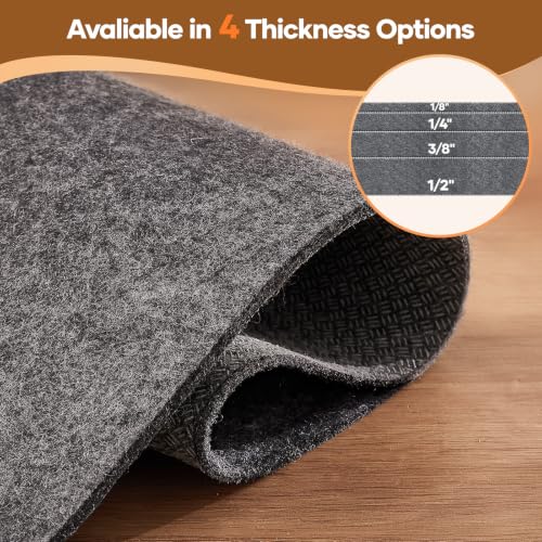 6' x 9' Non Slip Cushioned Rug Pad - Felt & Silicone Backing, 1/4 Inch Thick