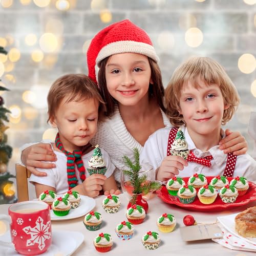 COcnny Christmas Mini Cupcake Liners with Mini Santa Hat Design - 600pcs Holiday Baking Cups, Muffin Wrappers for Xmas Party