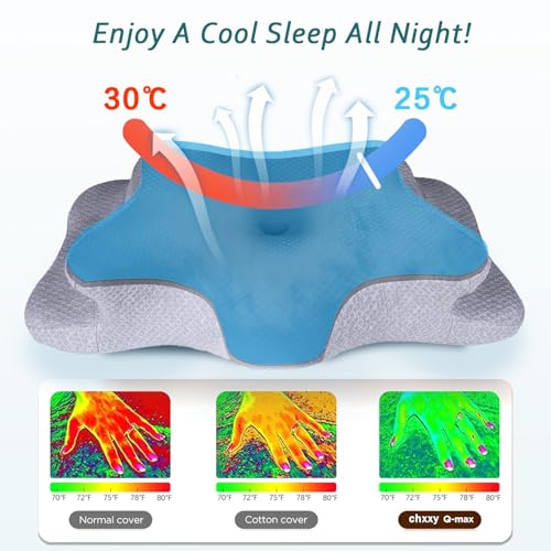 King Size Cervical Neck Pillow for Pain Relief Memory Foam Sleep Support - Dark Grey & Grey