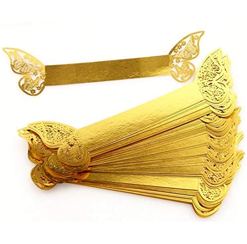 Acfun Gold 50pcs 3D Butterfly Paper Napkin Rings Wedding Party Decor