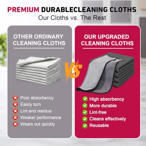 Witpiny 5-Pack Reusable Microfiber Cleaning Cloths for Windows, Mirrors, Stainless Steel, Car, Kitchen