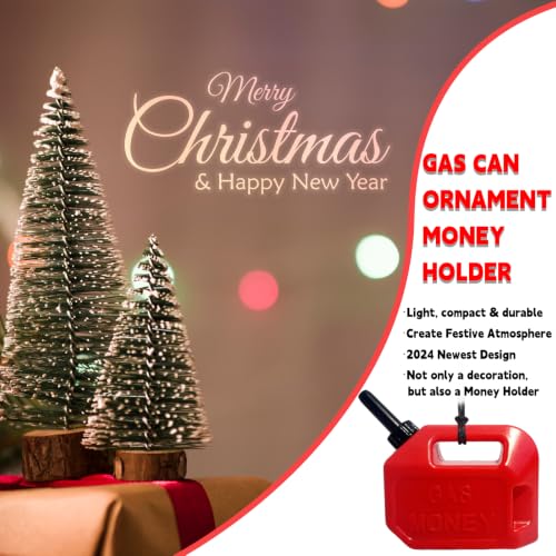 AELVOURS 1 Pack Christmas Gas Can Ornament Money Holder Red Resin Holiday Decorations