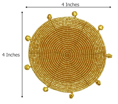 COTTON CRAFT Glitz Handmade Beaded Coasters - 8 Pack, 4in, Gold Bells (Variation: Gold Bells)