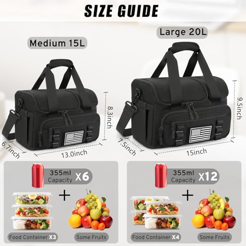 20L Insulated Lunch Bag for Men with Hot Cold Dual Compartments - Leakproof & Portable