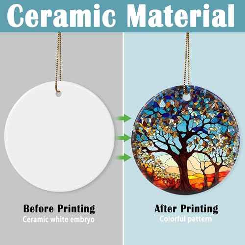 Touber Tree of Life Ornament, Christmas Decoration, Holiday Present Idea, Heirloom Keepsake, Round Ceramic, Bauble Present, Tree of Life