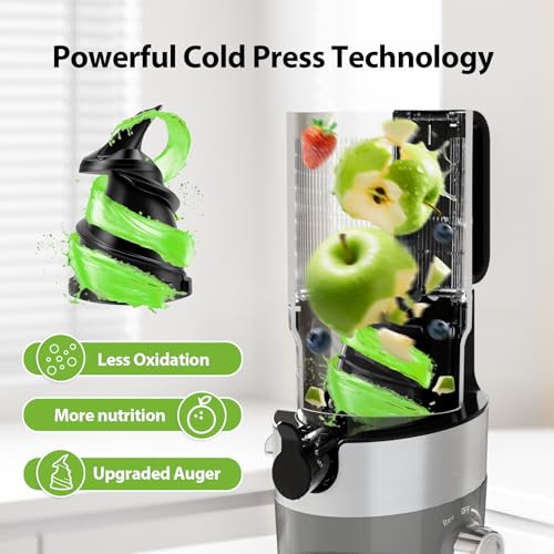 Aeitto Cold Press Juicer with Large Feed Chute - Pearl Grey, Medium