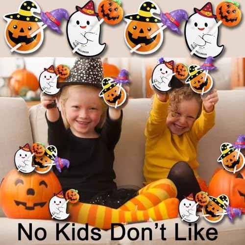 Halloween Lollipop Cards Candy Holder, Sugar-Loaf Candy Gift Package Wrapping, Halloween Party Decorations, Candy Party Favors Greeting Cards for Kids, Trick or Treat Candy Card (100PCS) (Halloween)