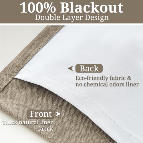 Blackout 4 Panels Set Pinch Pleated Linen Curtains 96 Inches Long for