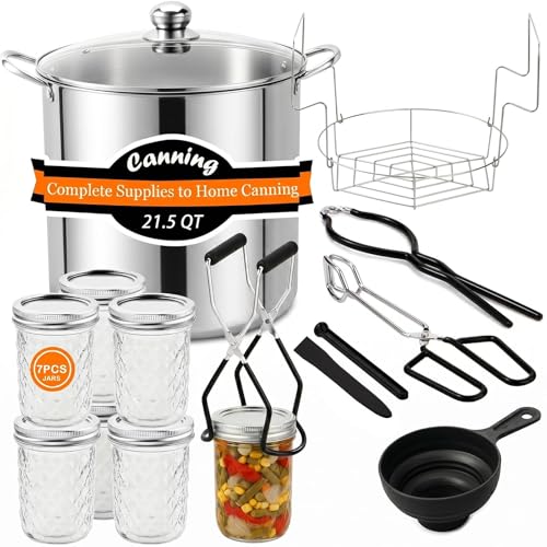 Canning Supplies Kit with 21.5 Qt Canning Pot - Starter Set with Jars & Tools